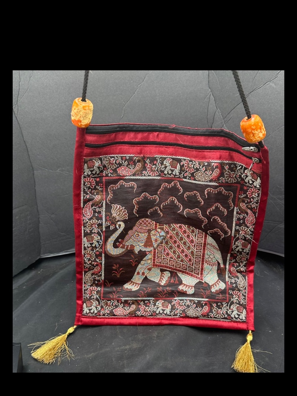 Bohemian Red Elephant Embroidered Crossbody Bag